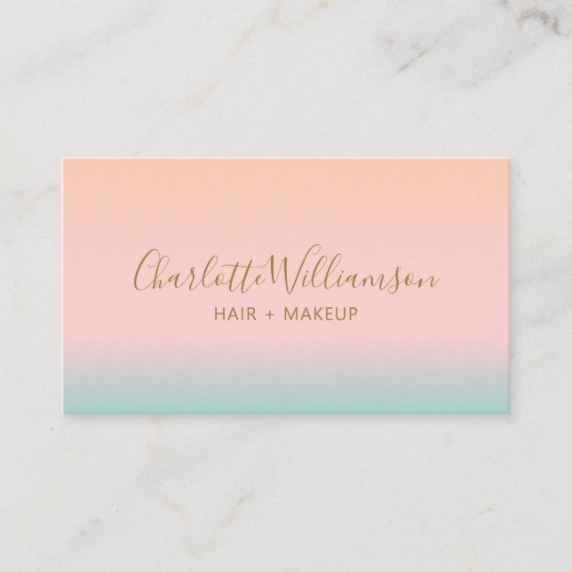 Retro Pastel Pink Gradient Chic Elegantes Monogram Visitenkarte (Vorderseite)