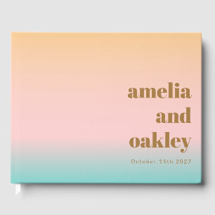 Retro Pastel Pink Gradient Einzigartige Hochzeit C Gästebuch