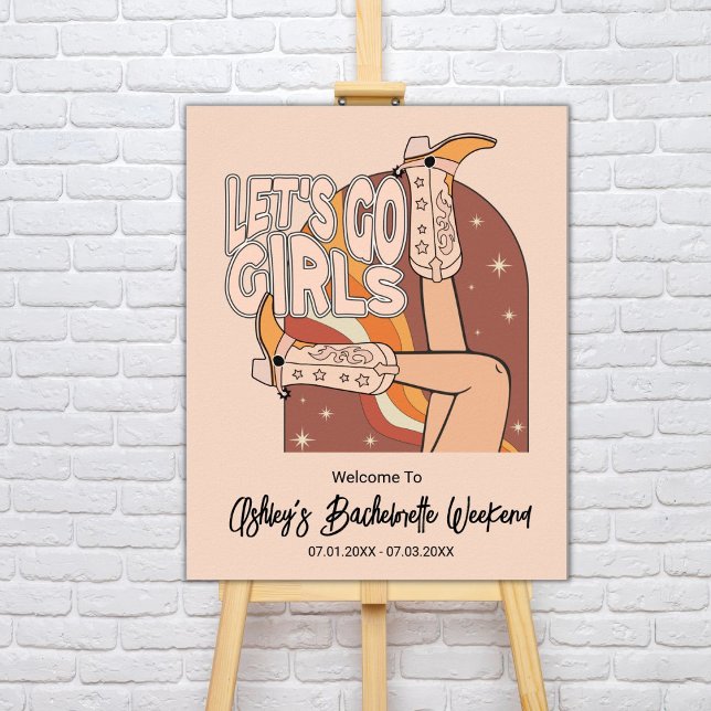 Retro Pastel Pink Rodeo Bachelorette Begrüßungszei Poster (Von Creator hochgeladen)