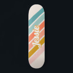 Retro Pastel Rainbow Personalisiert Name Skateboard<br><div class="desc">Retro inspiriert Sonnenburstdesign in leuchtenden und spielerischen Vintagen Farben,  die mit Ihrem Namen personalisiert werden können.</div>