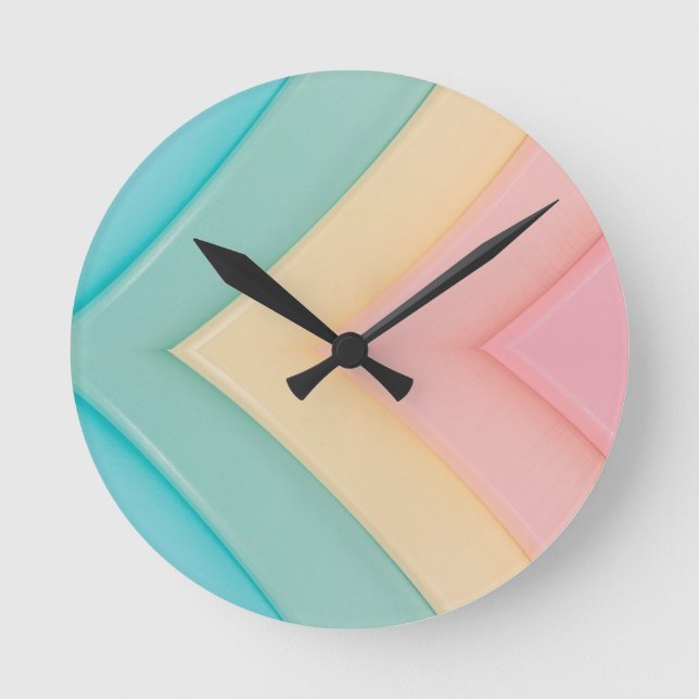 Retro Pastel Rainbow Wall Uhr (Vorderseite)