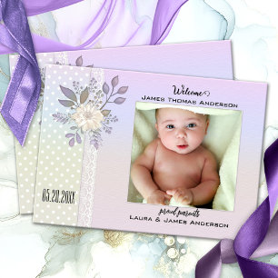Retro Pastel Script Faire-part de naissance photo
