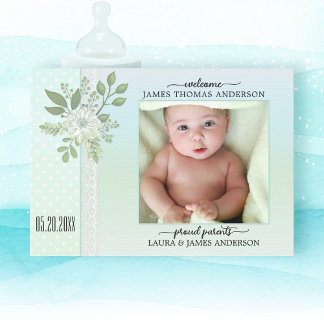 Retro Pastel Script Faire-part de naissance photo