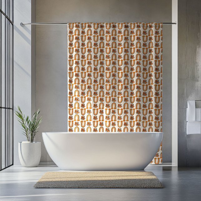 Retro Pastel Stay Groovy Rainbows Copper Curtain Duschvorhang (Retro Pastel Stay Groovy Rainbows Copper Curtain)