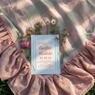 Retro Pastel Striped Wedding Einladung