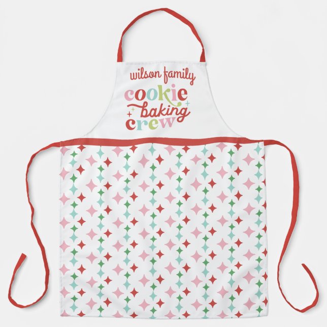 Retro Pastel Weihnachtskochtopf Backen Crew | Fami Schürze (Vorderseite)