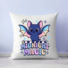 Retro Pastelcore Niedliches Halloween-Bat & Checke Kissen