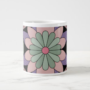 Retro-Pastell-Blumen-Mandala-Symmetrie Jumbo-Tasse