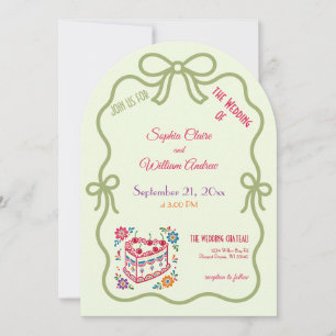 Retro-Pastell-Bogen moderne Hochzeitseinladung Einladung