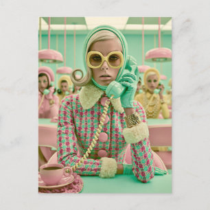 Retro-Pastell-Callcenter-Mode Postkarte