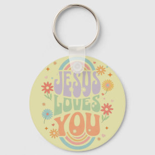 Retro-Pastell-Design „Jesus liebt dich“ – christli Schlüsselanhänger