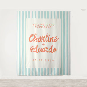 Retro-Pastell-Gestreifte Hochzeit Wandteppich