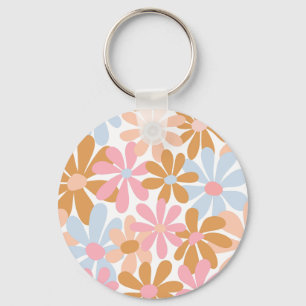 Retro-Pastell-Groovy-Daisy-Blumenmuster Schlüsselanhänger