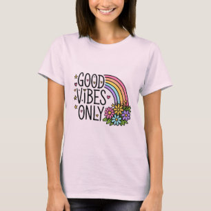 Retro-Pastell-Gute-Laune-Nur-Regenbogen-und-Blumen T-Shirt