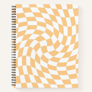 Retro Pastell Peach Verzierte Karo geprüft Notizbuch