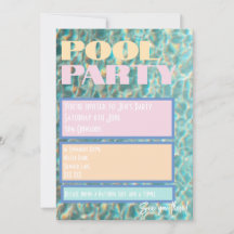 Retro-Pastell-Poolparty-Einladung