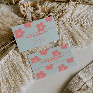 Retro Pastell Rosa Groovy Floral Boho Mädchenhaft  Visitenkarte