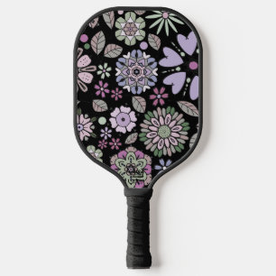 Retro Pastell Rosa Lila Florales Nahtloses Muster Pickleball Schläger