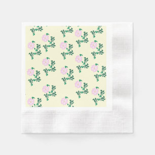 Retro Pastell Rosa Wildrose-Blumenmuster Serviette