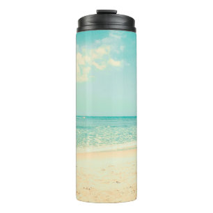 Retro-Pastell-Strandstrand,abstrakt,Hipster,Hinter Thermosbecher