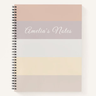 Retro-Pastell-Streifen Rosa Grau   Monogramm  Notizbuch