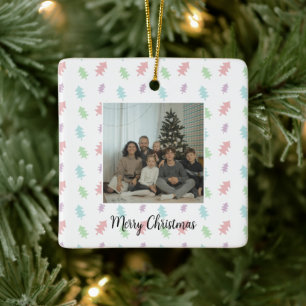 Retro-Pastell-Tannenbaum-Foto-Weihnachtsbaumschmuc Keramikornament