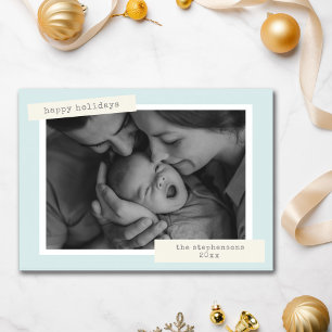 Retro-Pastellblau-Fotos Familie Weihnachten
