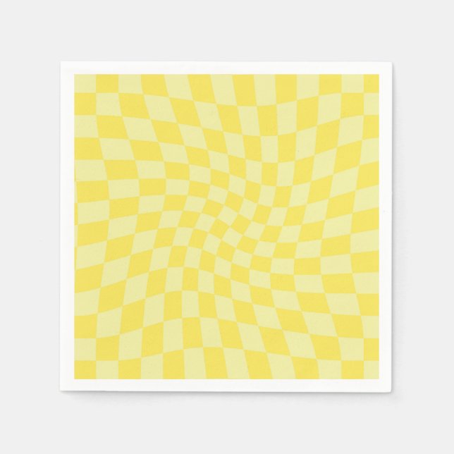 Retro Pastellgelbe Karos verschleierte Karton Serviette (Vorderseite)