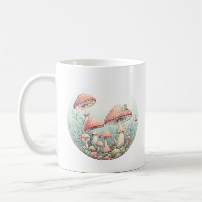 Retro Pastellpilze in sanften Farben 01 Kaffeetasse (Links)