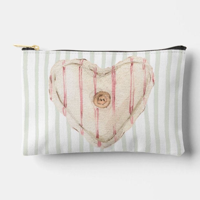 Retro Pastellstreifen aus Shabby Chic und Herz Zubehörtasche (Vorderseite)