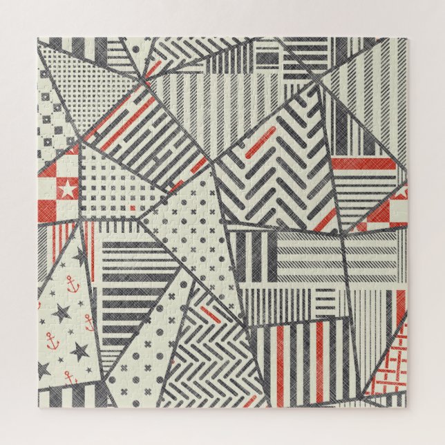 Retro-Patchwork: Abstrakte geometrische Gestaltung (Vertikal)