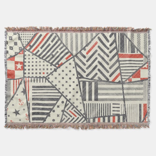 Retro-Patchwork: Abstrakte geometrische Gestaltung Decke (Vorderseite)