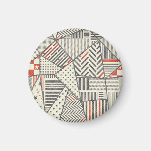 Retro-Patchwork: Abstrakte geometrische Gestaltung Magnet