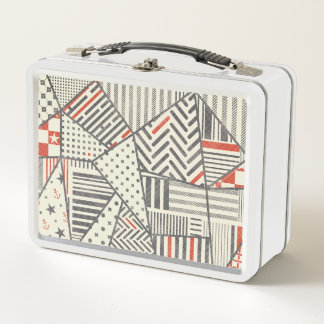 Retro-Patchwork: Abstraktes geometrisches Design Metall Brotdose
