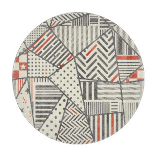 Retro-Patchwork: Abstraktes geometrisches Design Schneidebrett