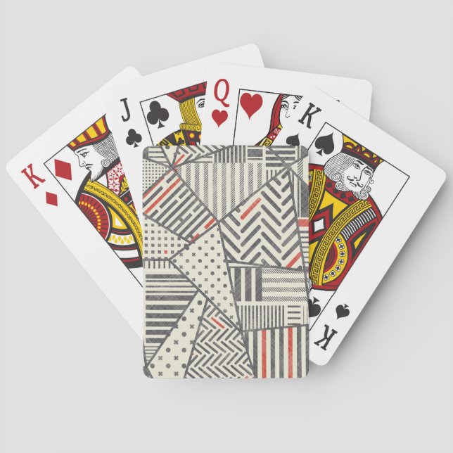 Retro-Patchwork: Abstraktes geometrisches Design Spielkarten (Rückseite)