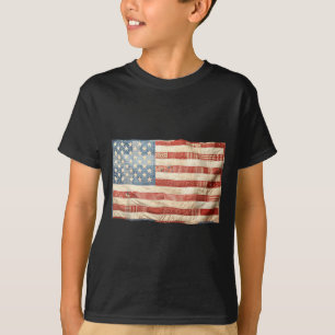 Retro-Patchwork-Amerikanische-Flagge Patriotisches T-Shirt