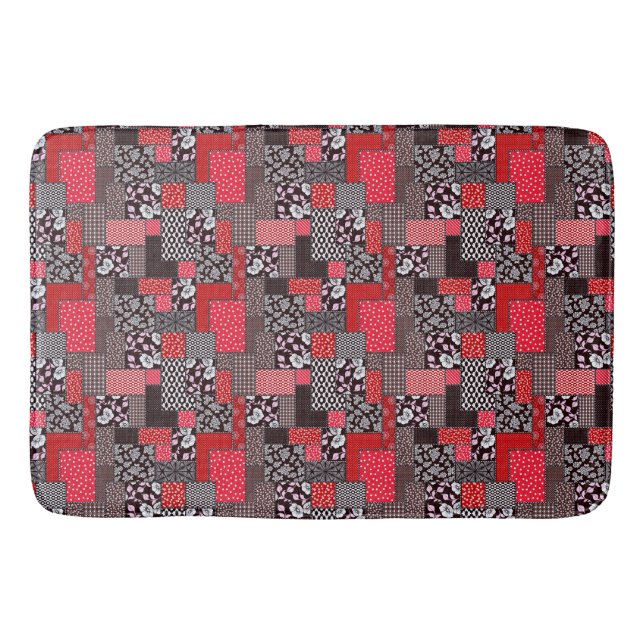 Retro-Patchwork-Blumen-Quilt-Muster Badematte (Vorderseite)