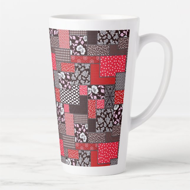 Retro-Patchwork-Blumen-Quilt-Muster Milchtasse (Rechts)