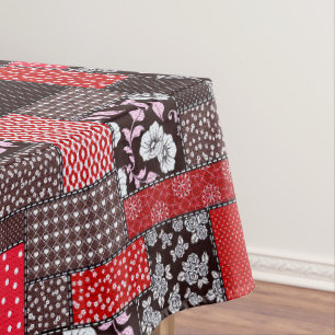 Retro-Patchwork-Blumen-Quiltmuster Tischdecke
