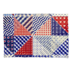 Retro-Patchwork-Dreiecke im maritimen Stil Kissenbezug