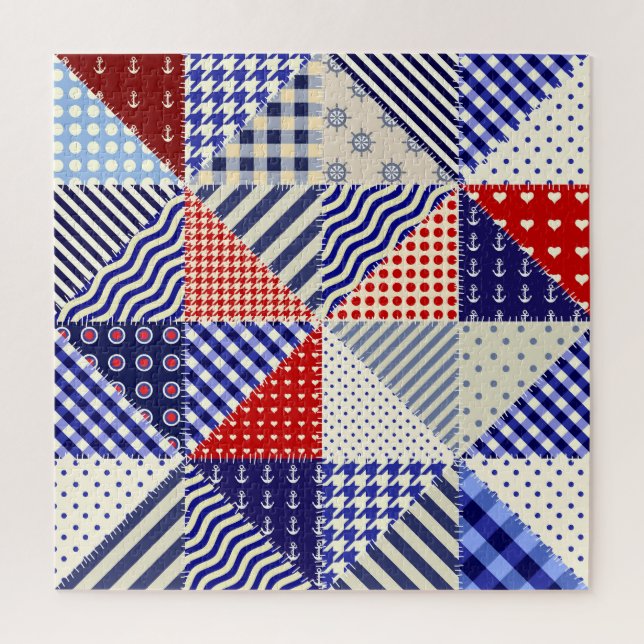 Retro Patchwork Dreiecke Nautic Style (Vertikal)