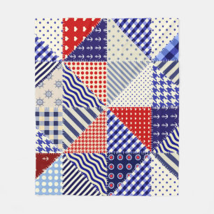 Retro Patchwork Dreiecke Nautic Style Fleecedecke