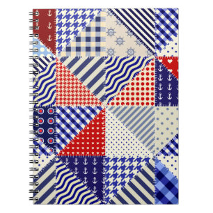 Retro Patchwork Dreiecke Nautic Style Notizblock