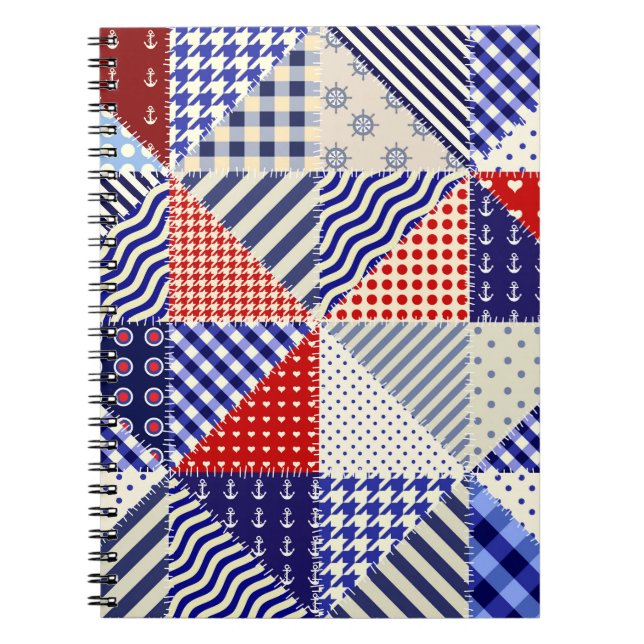 Retro Patchwork Dreiecke Nautic Style Notizblock (Vorderseite)