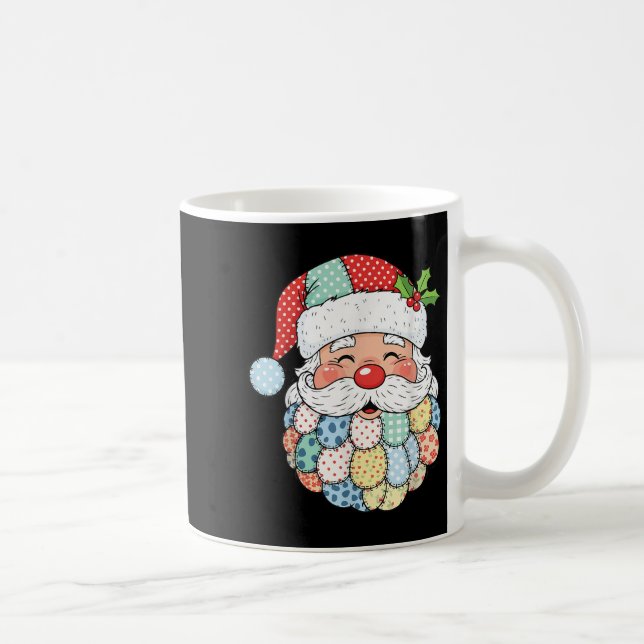 Retro Patchwork Santa Claus Christmas Preppy Xmas  Kaffeetasse (Rechts)
