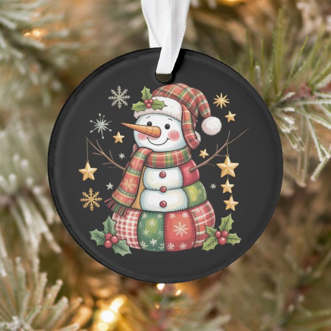 Retro Patchwork Snowman Joyeux Noël Coquette (Arbre)