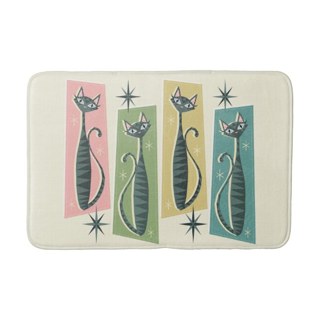 Retro Patchwork Tabbies ©studioxtin Badematte (Vorderseite)