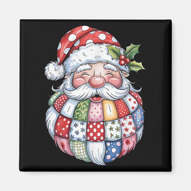 Retro Patchwork Weihnachten Weihnachten Preppy Mer Magnet (Vorne)