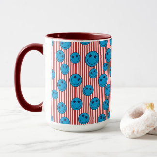 Retro Patriot Smiley Gesicht Tasse